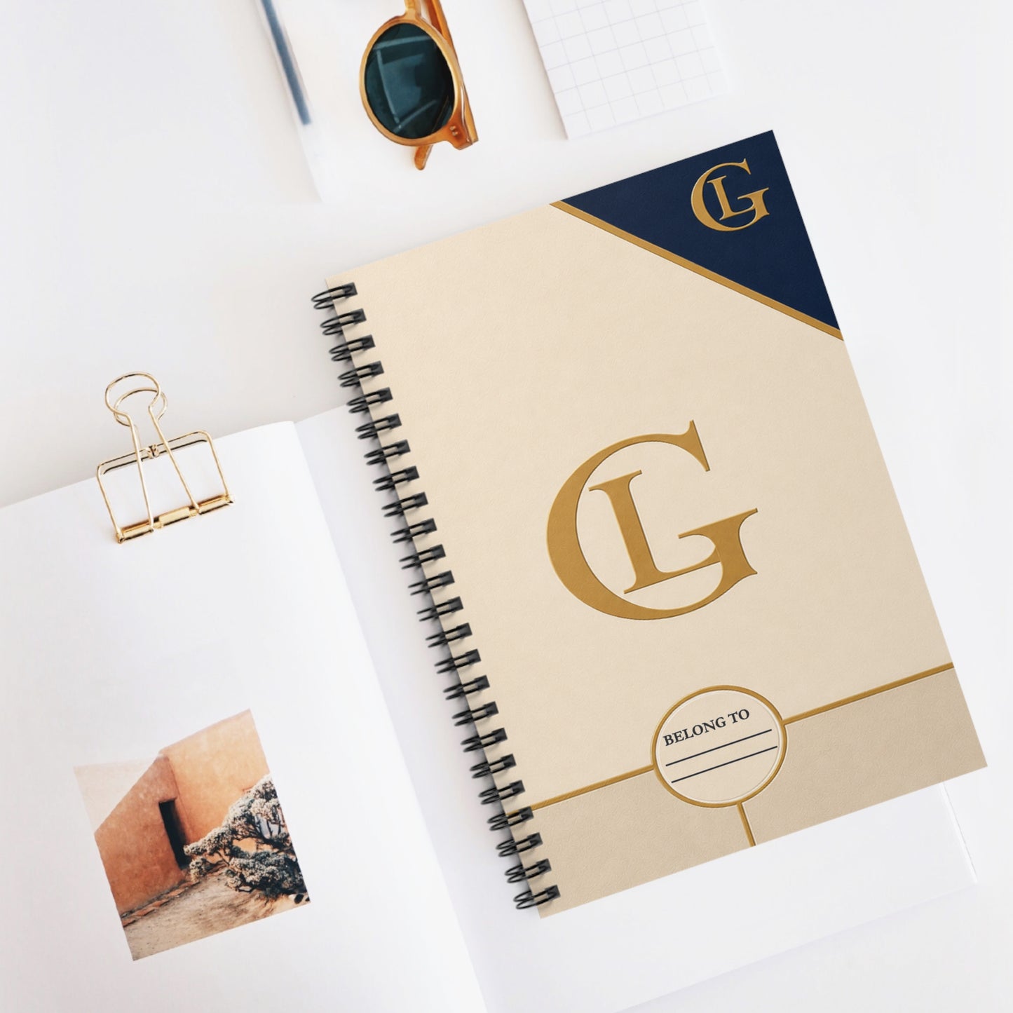 LUXGONSNI Luxury Spiral Notebook — Ruled Line Journal, Premium Blue Cream Gold Design, 6x8 Writing Notebook