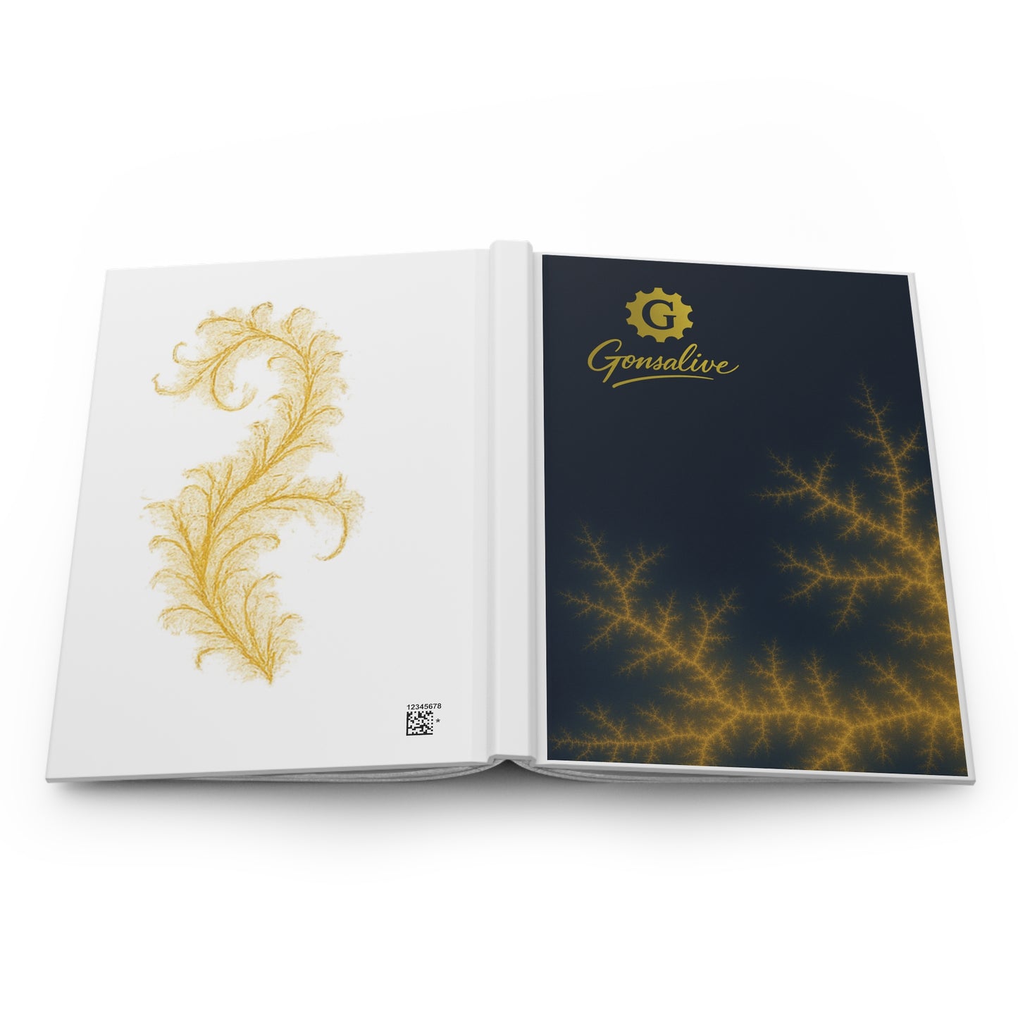 GONSAlive Signature Hardcover Journal • Blue–Gold Fractal Edition • Luxury Matte Notebook (150 Pages)