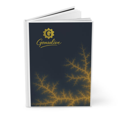 GONSAlive Signature Hardcover Journal • Blue–Gold Fractal Edition • Luxury Matte Notebook (150 Pages)