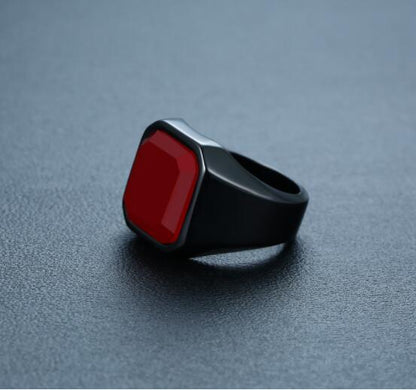 LUXGONSNI Obsidian Signet Ring