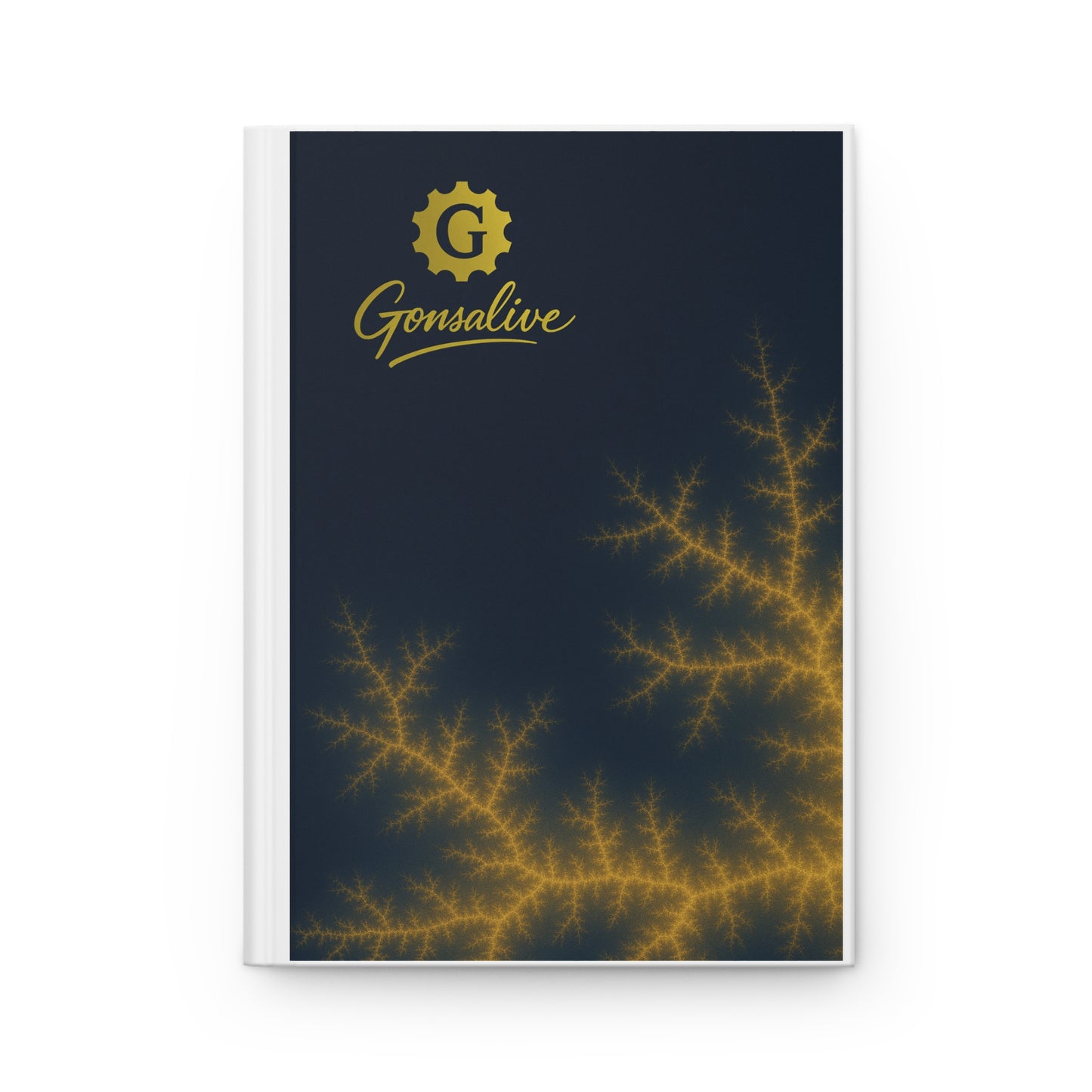 GONSAlive Signature Hardcover Journal • Blue–Gold Fractal Edition • Luxury Matte Notebook (150 Pages)