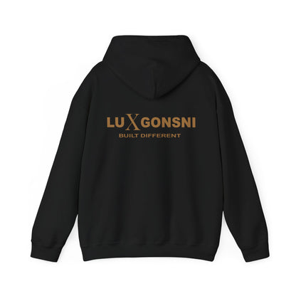 LUXGONSNI LG Monogram Hoodie — Black Gold Luxury Streetwear, Built Different