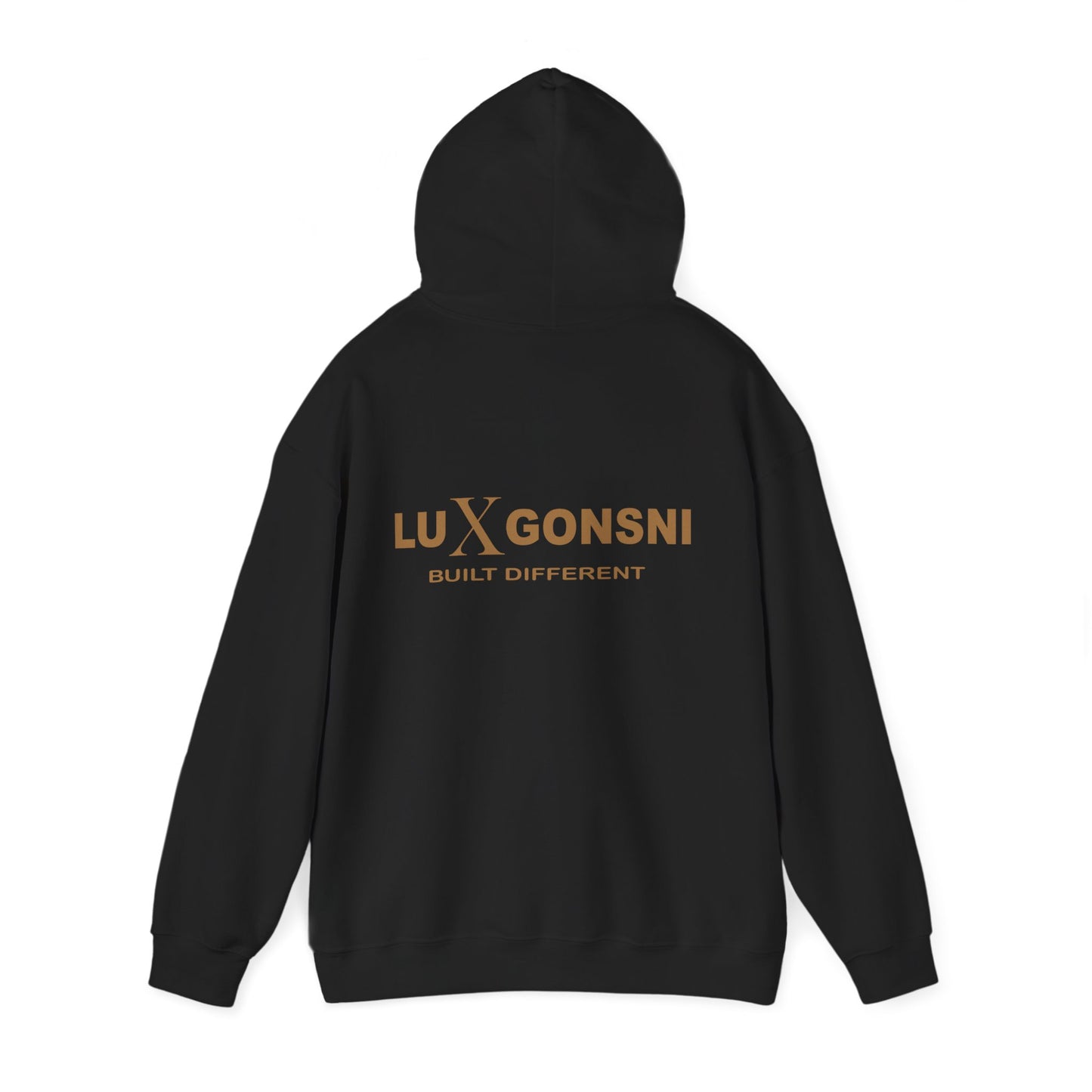 LUXGONSNI LG Monogram Hoodie — Black Gold Luxury Streetwear, Built Different