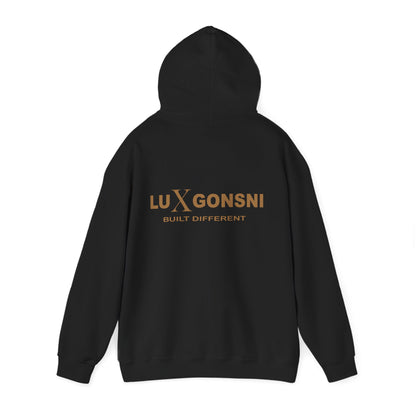 LUXGONSNI LG Monogram Hoodie — Black Gold Luxury Streetwear, Built Different