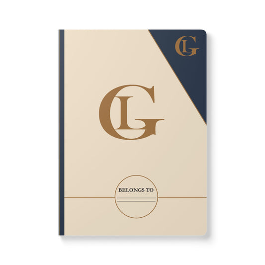 LUXGONSNI Softcover Journal — Cream Navy Gold Luxury Notebook with Inside Prints