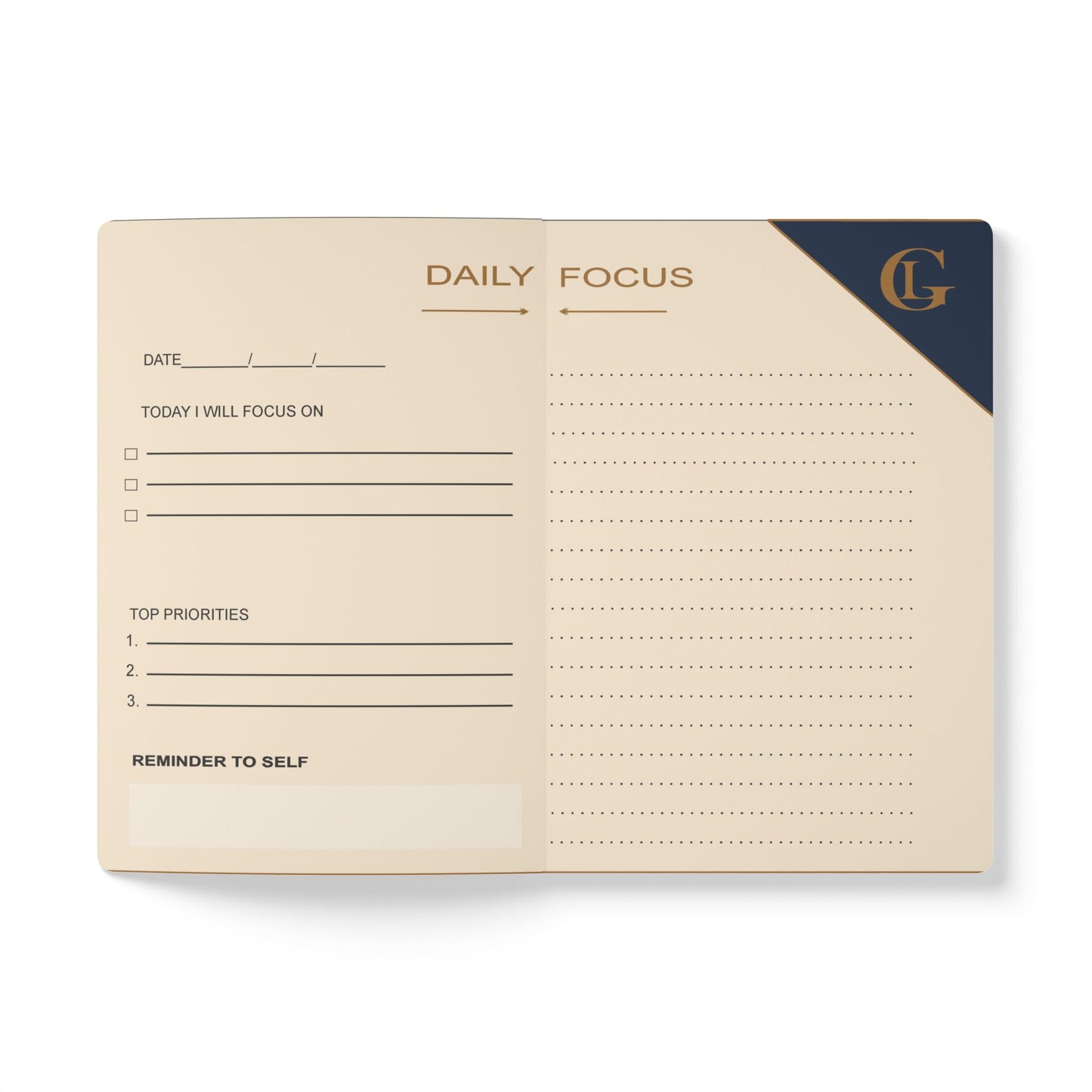 LUXGONSNI Softcover Journal — Cream Navy Gold Luxury Notebook with Inside Prints