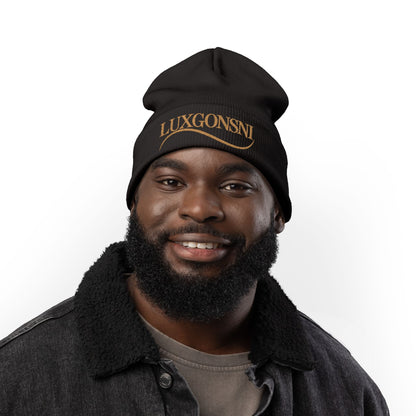 LUXGONSNI Signature Embroidered Beanie | Black & White