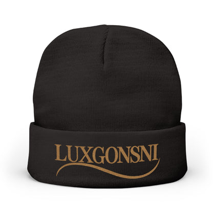 LUXGONSNI Signature Embroidered Beanie | Black & White