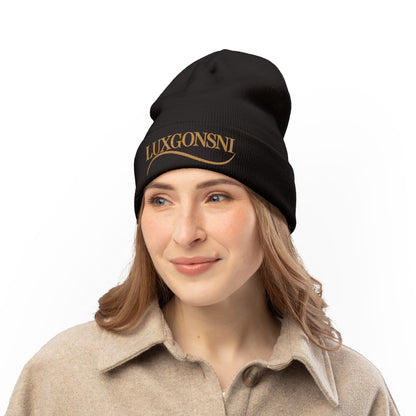 LUXGONSNI Signature Embroidered Beanie | Black & White