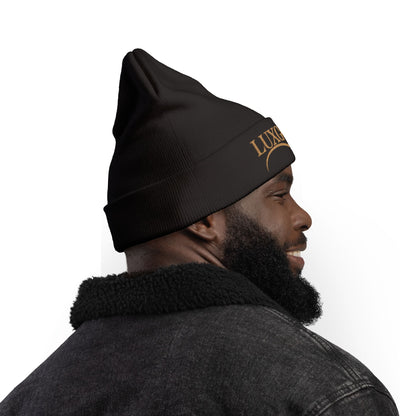 LUXGONSNI Signature Embroidered Beanie | Black & White