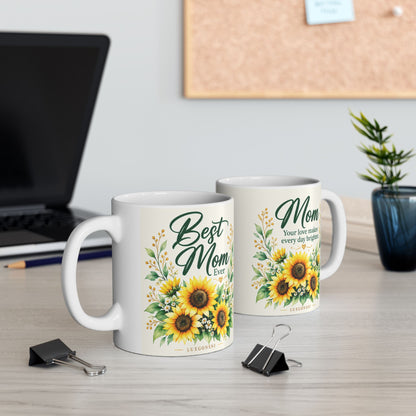 Best Mom Ever Sunflower Mug — Gift for Mom, Ceramic Mug, (11oz, 15oz) | LUXGONSNI