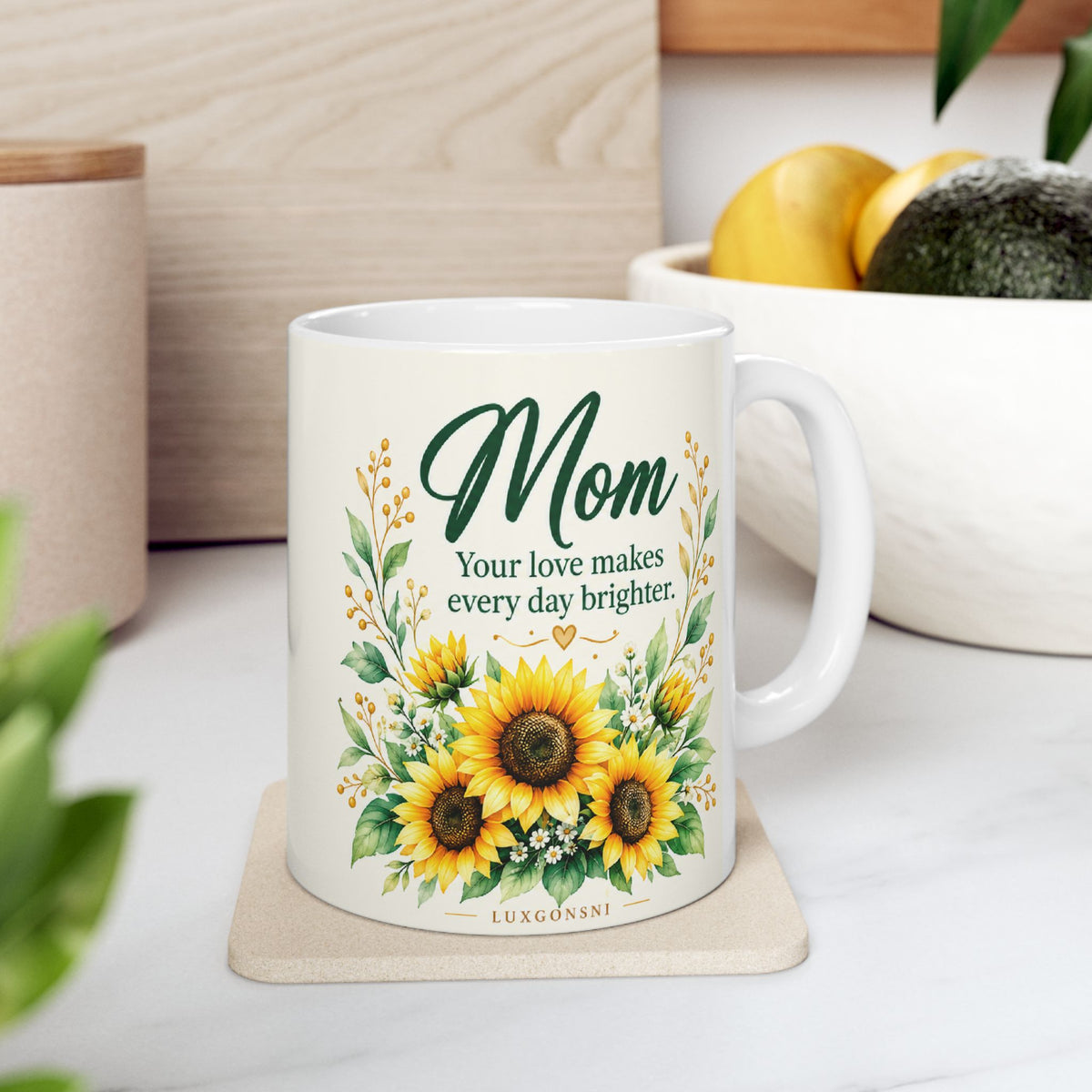 Best Mom Ever Sunflower Mug — Gift for Mom, Ceramic Mug, (11oz, 15oz) | LUXGONSNI