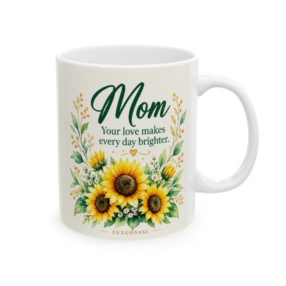 Best Mom Ever Sunflower Mug — Gift for Mom, Ceramic Mug, (11oz, 15oz) | LUXGONSNI