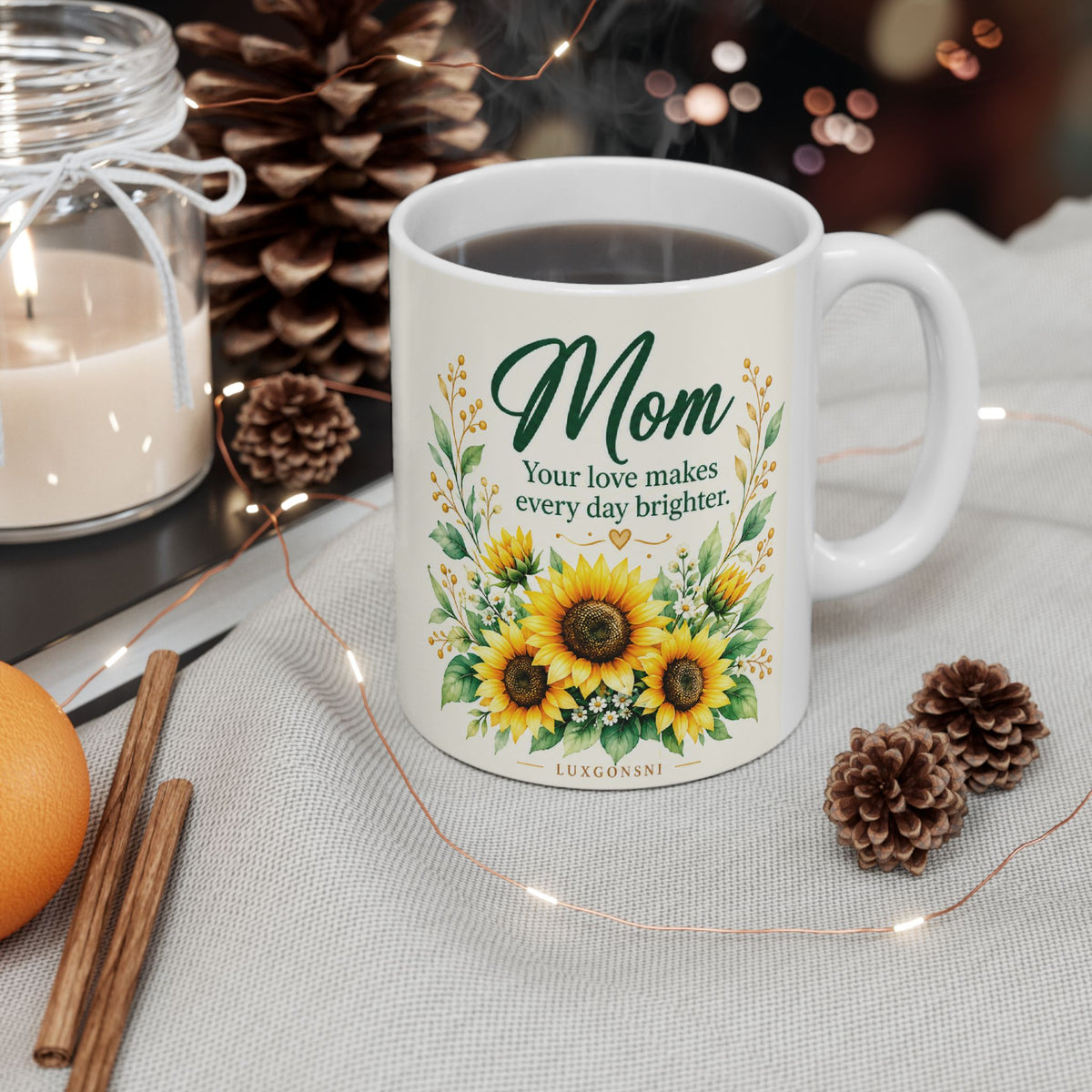 Best Mom Ever Sunflower Mug — Gift for Mom, Ceramic Mug, (11oz, 15oz) | LUXGONSNI