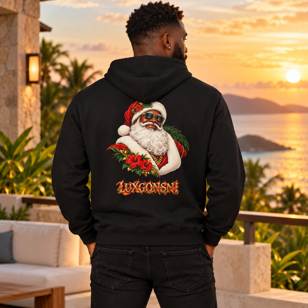 Tropical Santa Unisex Softstyle Fleece Hoodie | LUXGONSNI