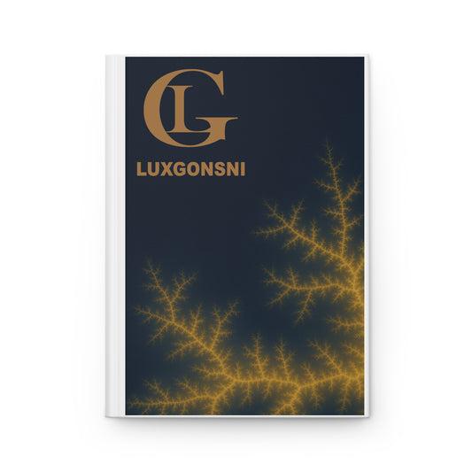 LUXGONSNI Signature Hardcover Journal • Blue–Gold Fractal Edition • Luxury Matte Notebook (150 Pages)