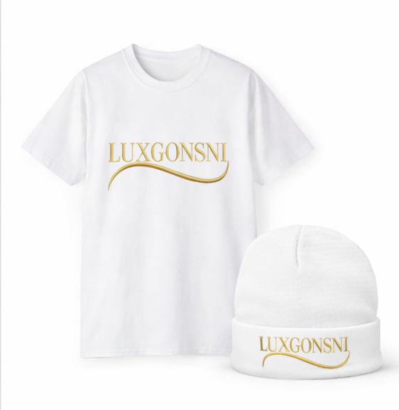 LUXGONSNI Signature Duo – Focus Edition : Gold Beanie + Essential Tee