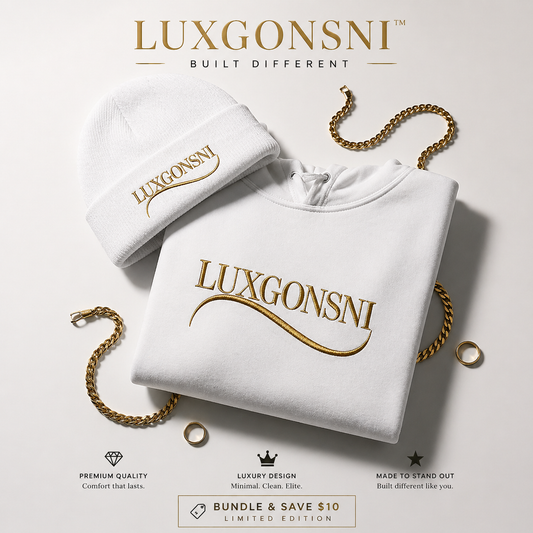 LUXGONSNI™ Elite Winter Set - (Hoodie + Signature Gold Beanie)