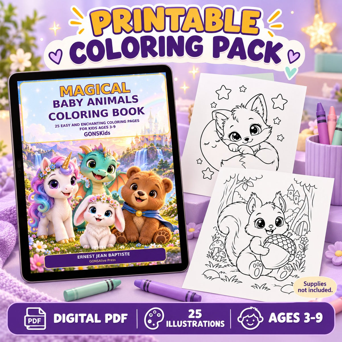 GONSKids Magical Baby Animals printable PDF mockup 1