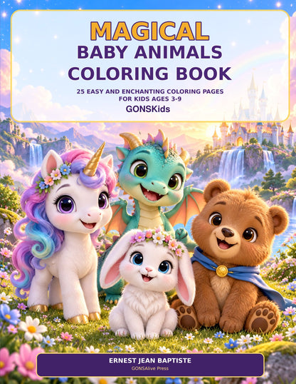 GONSKids Magical Baby Animals printable coloring book cover